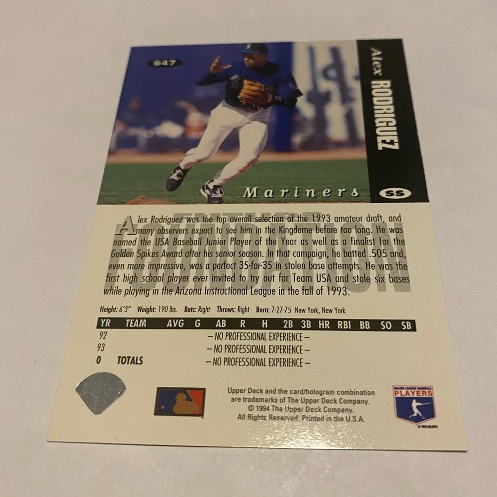 Alex Rodriguez 1994 RC Rookie Collector's Choice Upper Deck Baseball Card
